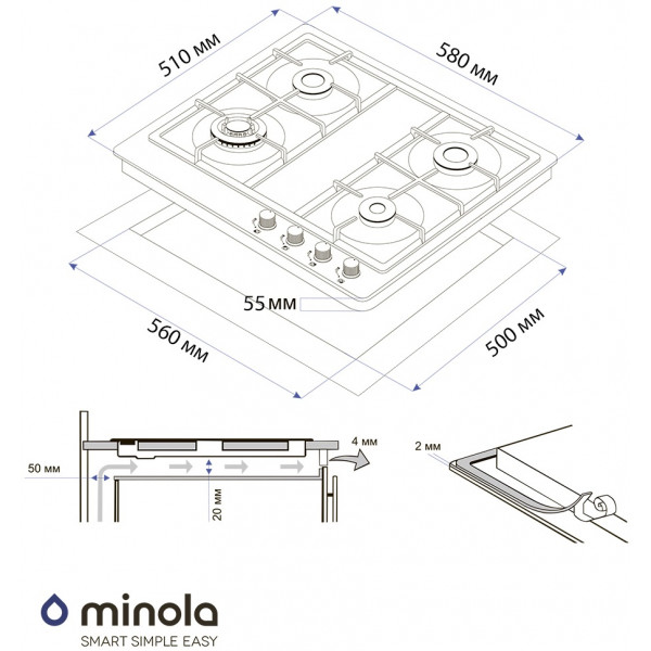 Фото - Варочная панель газовая Minola MGM 61221 BL