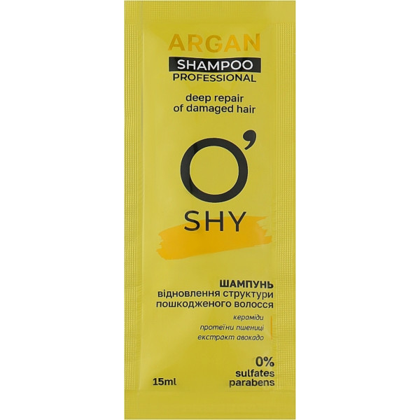 Фото - Шампунь жіночий O'Shy Argan. Відновлення структури пошкодженного волосся Professional 15 мл (4820263230695)