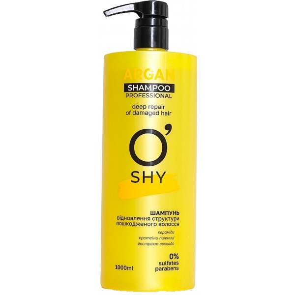 Фото - Шампунь жіночий O'Shy Argan Professiona Відновлення структури пошкодженного волосся 1 л (4820195508282)