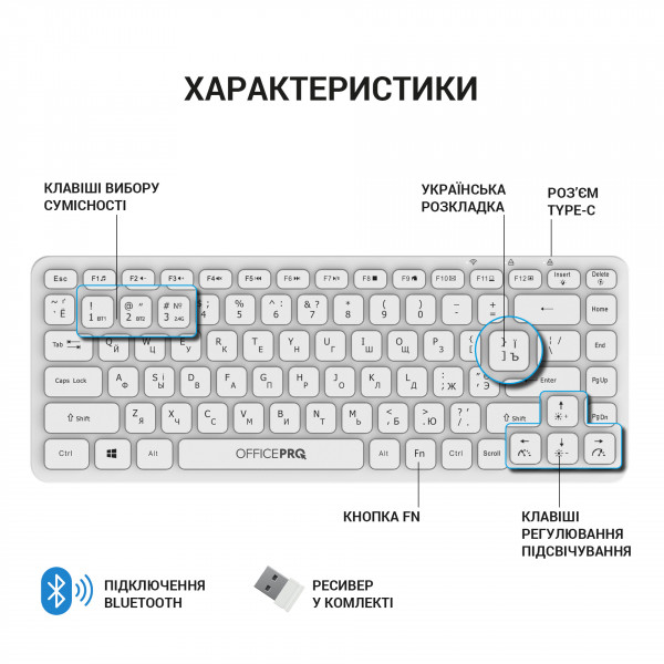 Фото - Клавіатура бездротова OfficePro SK790W