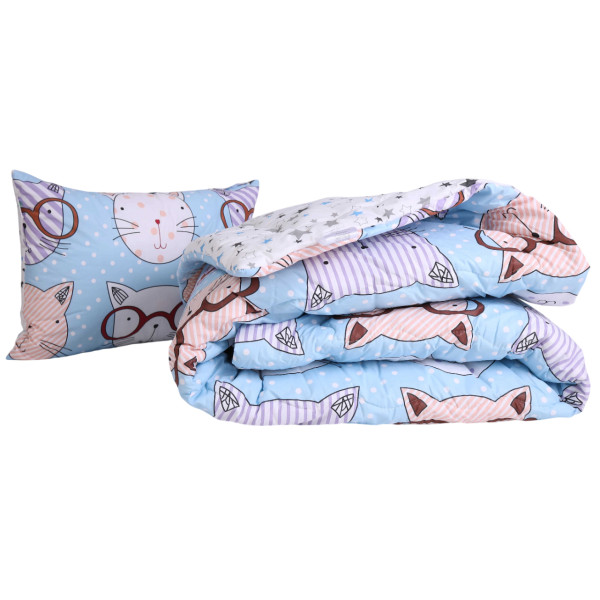 Фото - Одеяло демисезонное двуспальное евро MirSon 200x220 см EcoSilk №2837 Сolor Fun Line Whales (2200006701170)