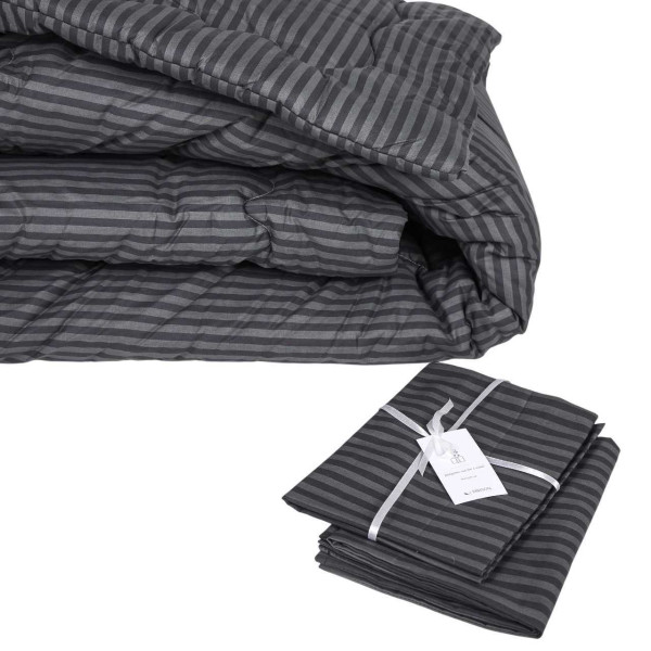 Фото - Ковдра літня двоспальна євро MirSon антиалергенна №151 Сolor Fun Line 17-0611 Stripe Black Tencel 220х240 + нав. 2 шт. (2200010854206)