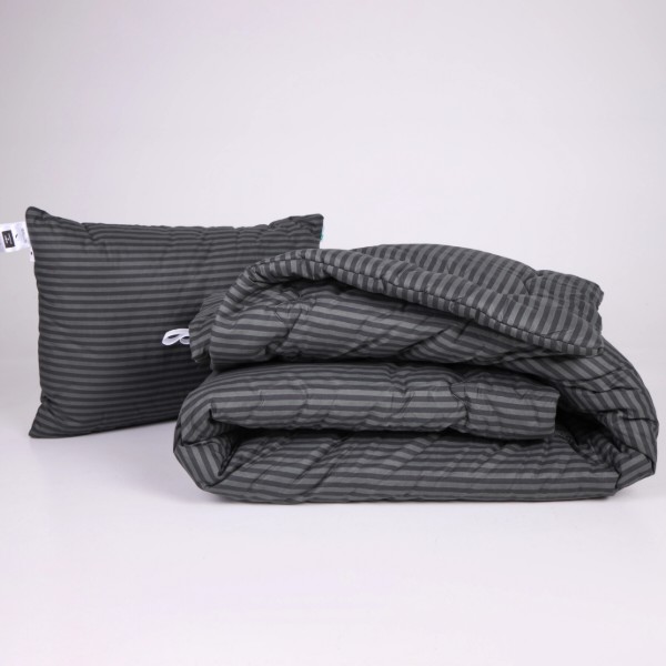 Фото - Ковдра зимова полуторна MirSon Шовкова №168 Сolor Fun Line 17-0611 Stripe Black Silk 155х215 см +нав 2 шт. (2200010860634)