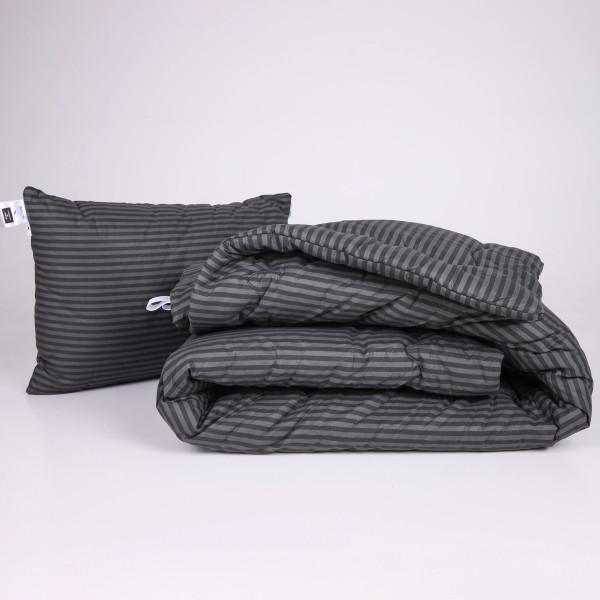 Фото - Ковдра дитяча демісезонна MirSon антиалергенна №143 Сolor Fun Line 17-0611 Stripe Black EcoSilk 110х140 + нав 2 шт. (2200010850697)