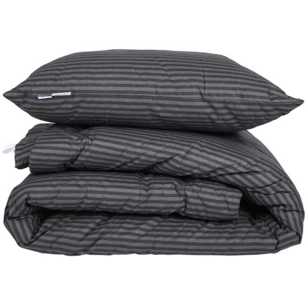 Фото - Ковдра зимова двоспальна MirSon антиалергенна №150 Сolor Fun Line 17-0611 Stripe Black Thinsulate 172х205 + нав. 2 шт. (2200010852936)