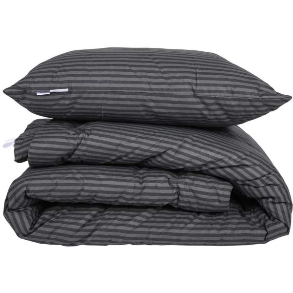 Фото - Ковдра літня двоспальна євро MirSon антиалергенна №151 Сolor Fun Line 17-0611 Stripe Black Tencel 220х240 + нав. 2 шт. (2200010854206)