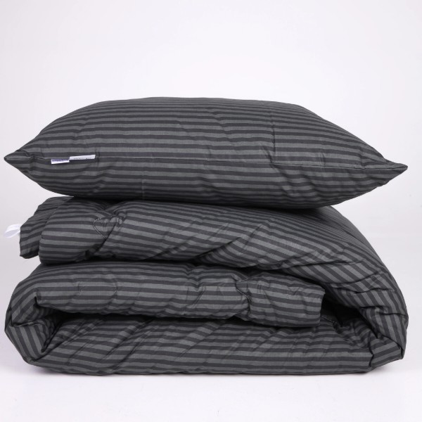 Фото - Ковдра демісезонна двоспальна євро MirSon №161 Сolor Fun Line 17-0611 Stripe Black Вовна 200х220 см +нав 2 шт. (2200010858556)