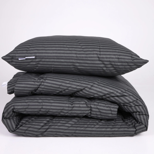 Фото - Ковдра зимова полуторна MirSon №162 Сolor Fun Line 17-0611 Stripe Black Вовна 140х205 см +нав 2 шт. (2200010858846)