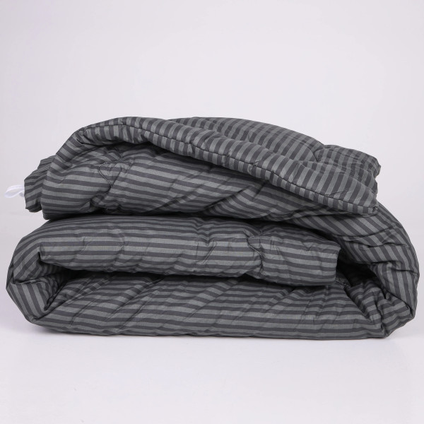 Фото - Ковдра зимова полуторна MirSon №162 Сolor Fun Line 17-0611 Stripe Black Вовна 140х205 см +нав 2 шт. (2200010858846)