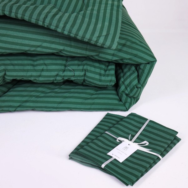 Фото - Ковдра демісезонна полуторна MirSon №134 Сolor Fun Line 17-0612 Stripe Emerald Вовна 140х205 см +нав 2 шт. (2200010858471)