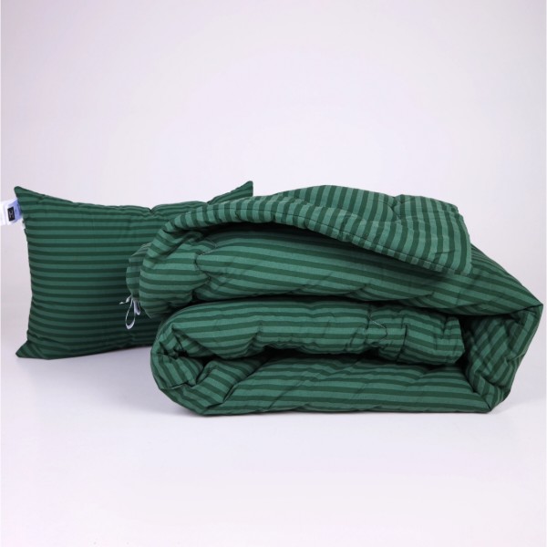 Фото - Ковдра демісезонна полуторна MirSon №134 Сolor Fun Line 17-0612 Stripe Emerald Вовна 140х205 см +нав 2 шт. (2200010858471)