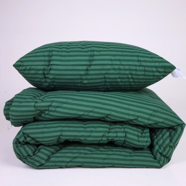 Фото - Ковдра демісезонна полуторна MirSon №134 Сolor Fun Line 17-0612 Stripe Emerald Вовна 140х205 см +нав 2 шт. (2200010858471)