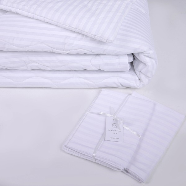 Фото - Одеяло летнее двуспальное евро MirSon антиаллергенное №169 Сolor Fun Line 17-0605 Stripe White EcoSilk 220х240 + нав. 2 шт. (2200010854251)