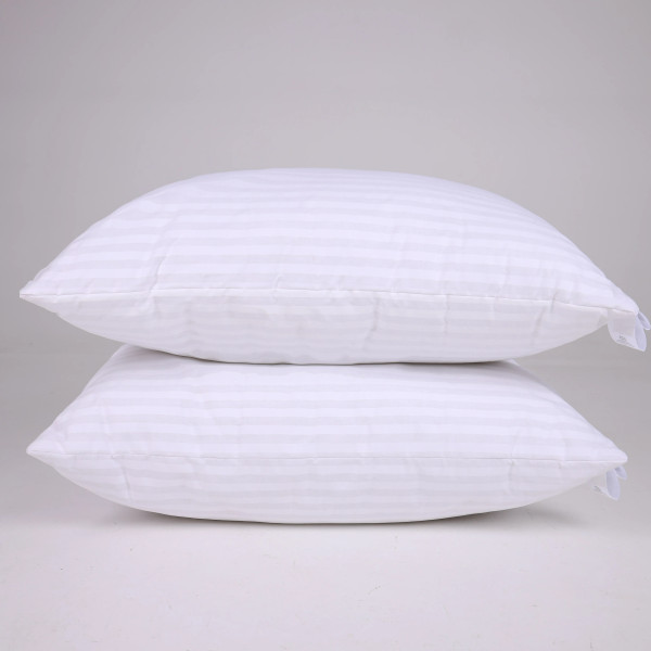 Фото - Подушка стандартна MirSon шовкова №0126 Сolor Fun Line 17-0605 Stripe White Silk середня 50х70 (2200010864939)