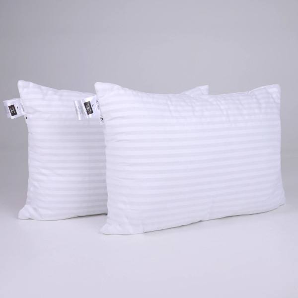 Фото - Подушка стандартна MirSon шовкова №0126 Сolor Fun Line 17-0605 Stripe White Silk середня 50х70 (2200010864939)