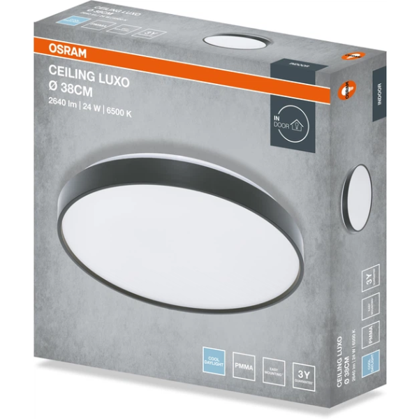 Фото - Світлодіодний світильник Osram CEILING LUXO 24Вт 6500К Black (4099854651281)