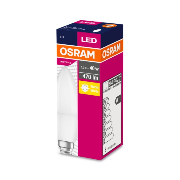 Фото - Лампочка світлодіодна Osram LED Value B40 свечка 5W 470Lm 2700K E14 (4052899326453)