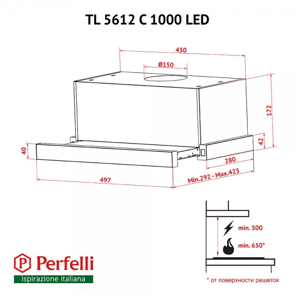 Фото - Вытяжка встраиваемая Perfelli TL 5612 C IV 1000 LED