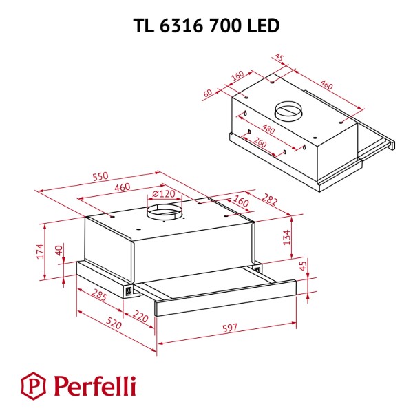 Фото - Уцінка - Витяжка вбудована Perfelli TL 6316 IV 700 LED
