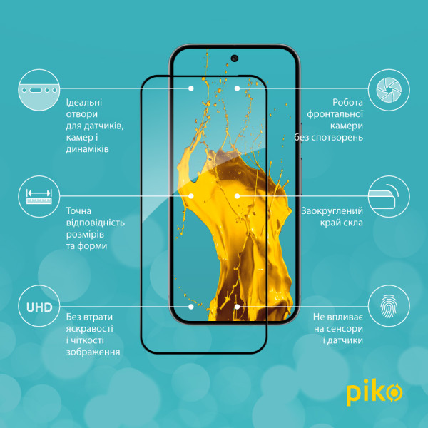 Фото - Захисне скло для смартфону Piko 9H for Google Pixel 10 Pro XL 5G / Pixel 9 Pro XL Black (1283126628092)