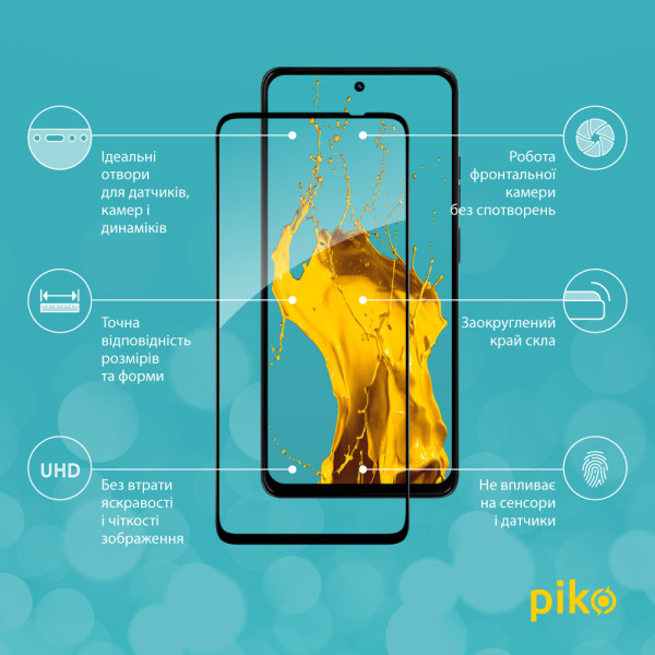 Фото - Захисне скло для смартфону Piko 9H for Motorola G67 Power 5G / G36 / G57 Power / G57 Black (1283126634987)