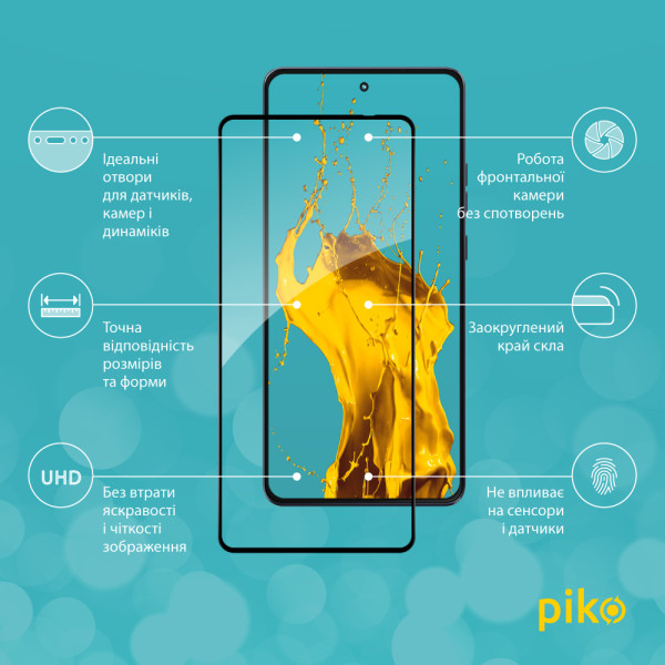 Фото - Захисне скло для смартфону Piko 9H for Moto G86 / G86 Power Black (1283126627620)