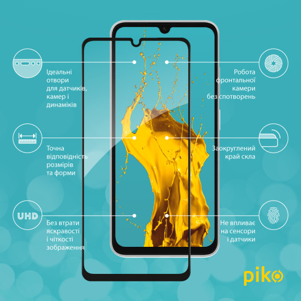 Фото - Захисне скло для смартфону Piko 9H for Samsung Galaxy A07 Black (1283126623806)