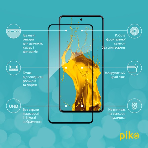 Фото - Захисне скло для смартфону Piko 9H for Xiaomi Poco M8 Black (1283126634512)