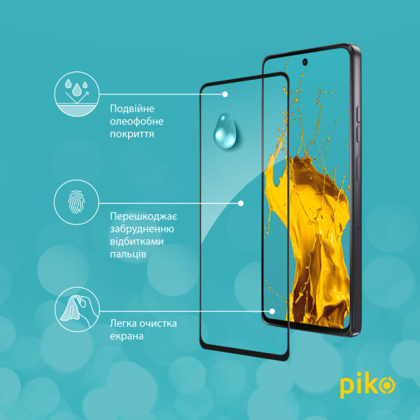 Фото - Захисне скло для смартфону Piko 9H for Motorola G75 Black (1283126607424)