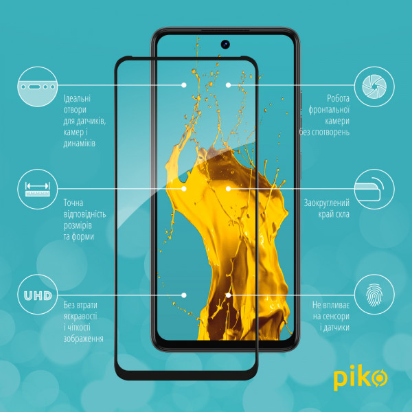 Фото - Захисне скло для смартфону Piko Full Glue for Tecno Spark 20 Black Paper pack (1283126589027)