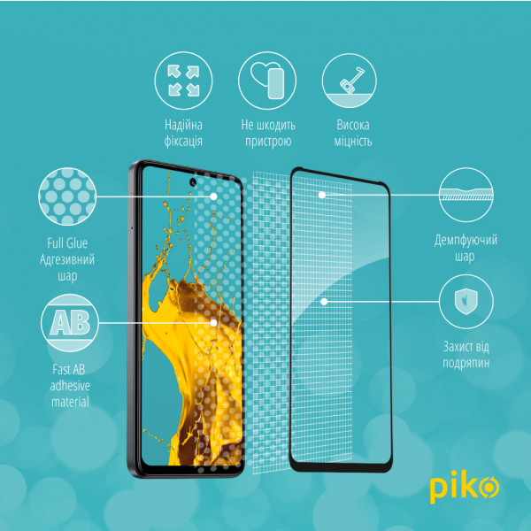 Фото - Захисне скло для смартфону Piko Full Glue for Tecno Spark 20 Black Paper pack (1283126589027)