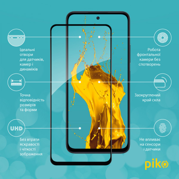 Фото - Защитное стекло для смартфона Piko Full Glue for Xiaomi Redmi 13 Black (1283126592942)