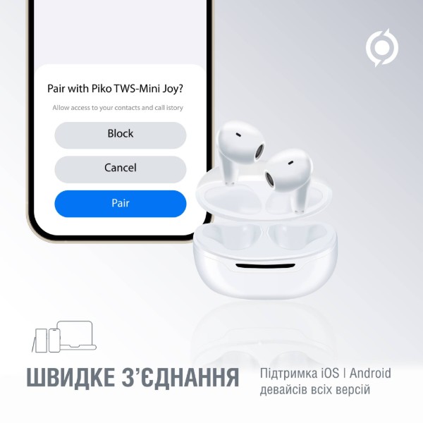 Фото - Навушники вкладиші бездротові TWS Piko MiniJoy White (1283126583421)