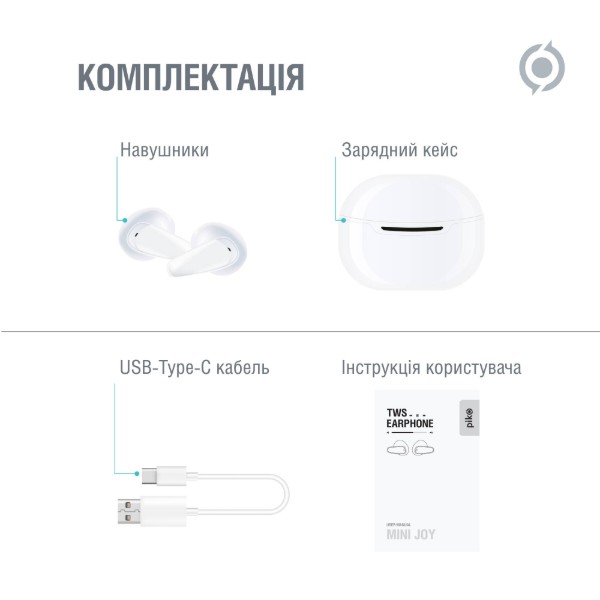 Фото - Навушники вкладиші бездротові TWS Piko MiniJoy White (1283126583421)