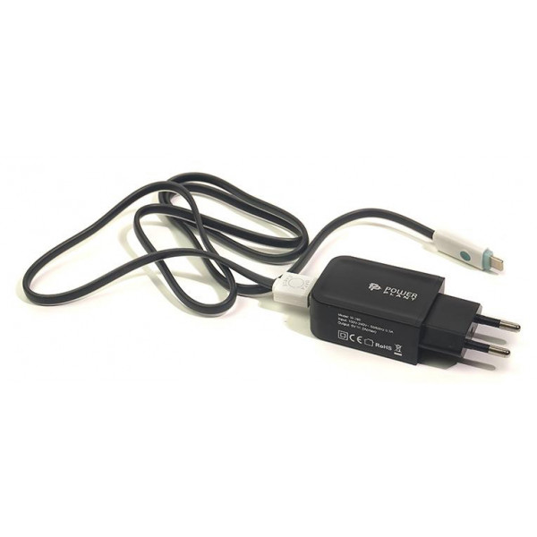 Фото - Мережевий зарядний пристрій PowerPlant W-280 USB Black (SC230020) + кабель LED Lightning