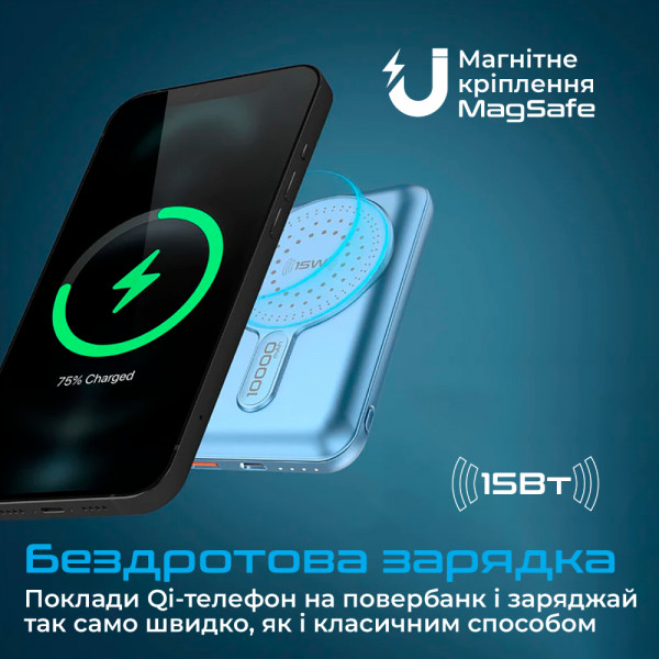 Фото - Батарея мобільна Promate powermag-10pro.blue 10000mAh