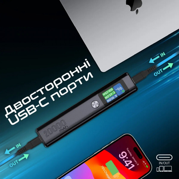 Фото - Батарея мобільна Promate Titan-130 20000 mAh 2xUSB-C PD USB-А QC3.0 (titan-130)