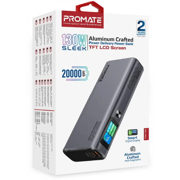 Фото - Батарея мобільна Promate Titan-130 20000 mAh 2xUSB-C PD USB-А QC3.0 (titan-130)
