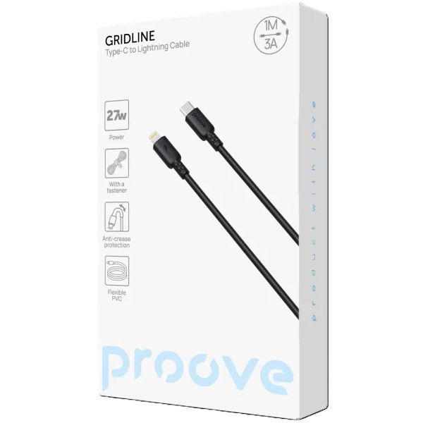 Фото - Кабель Proove GridLine Type-C to Lightning 27W 1m black (CCGL27002101)