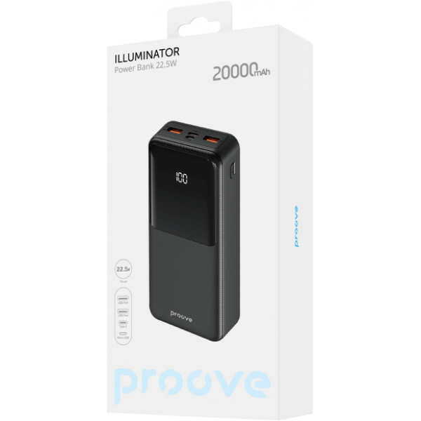 Фото - Батарея мобільна Proove Illuminator 22.5W 20000mAh black (2001001739744)