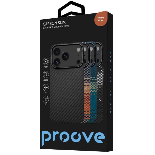 Фото - Чохол для смартфону
 Proove Carbon Slim with Magnetic Ring iPhone 13 Pro starfield (PCCSIP13P053)
