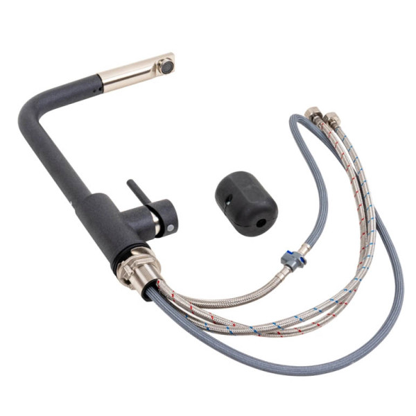 Фото - Смеситель кухонный VALESO с выдвижной воронкой Q411B Карбон