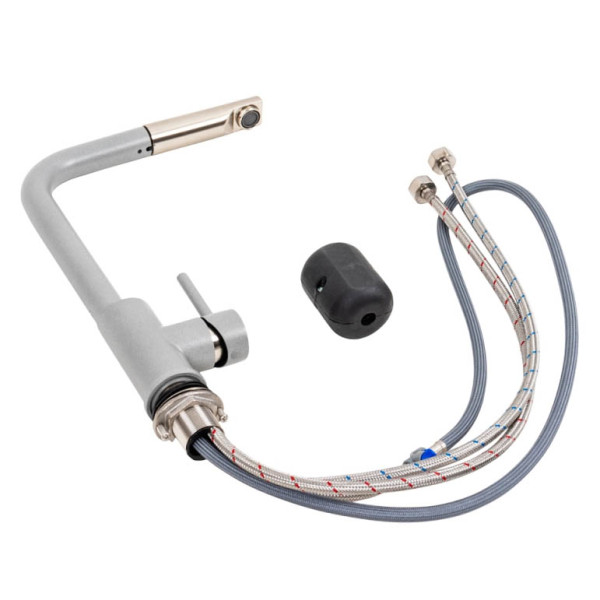 Фото - Кухонний змішувач VALESO з висувною лійкою Q411B Сірий металік