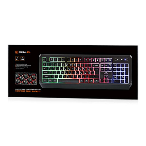 Фото - Клавіатура дротова ігрова REAL-EL Comfort 7001 Black USB
