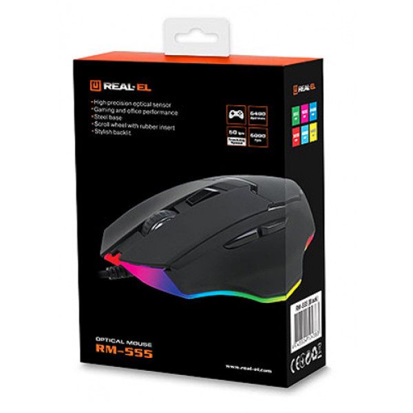 Фото - Миша дротова REAL-EL RM-555 Black USB