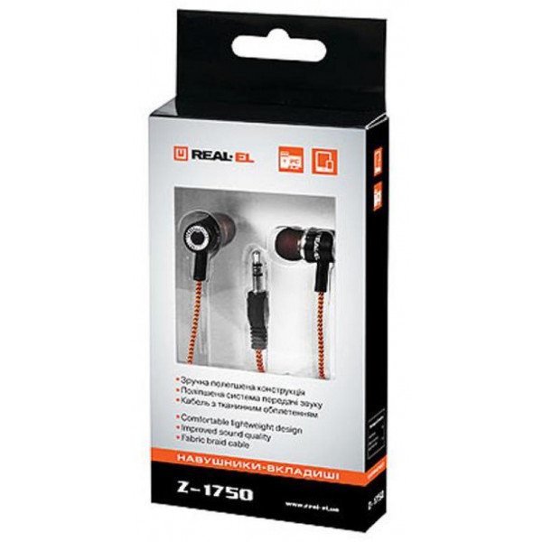 Фото - Наушники вкладыши REAL-EL Z-1750 Black-Orange