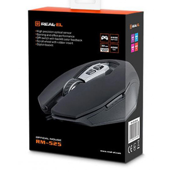 Фото - Мышь проводная игровая REAL-EL RM-525 Black USB