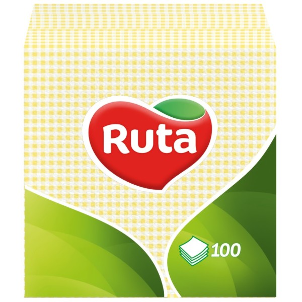 Фото - Салфетки бумажные Ruta 1 слой 24х24 см 100 шт. Желтые (4820023740501)
