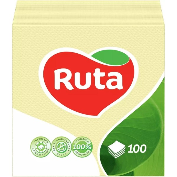 Фото - Салфетки бумажные Ruta 1 слой 24х24 см 100 шт. Желтые (4820023740501)