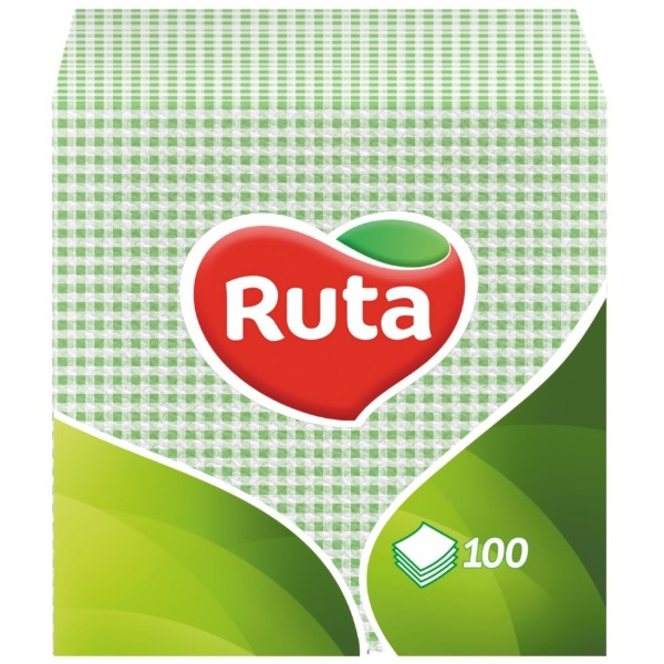 Фото - Салфетки бумажные Ruta 1 слой 24х24 см 100 шт. Зеленый (4820023740518)